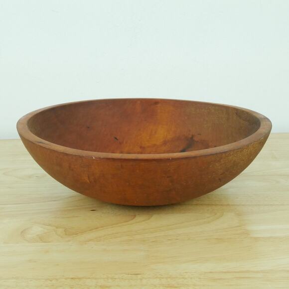 Vintage 13" Turned Wood Bowl Out of Round Dough Bowl Farmhouse Primitive Rustic - Picture 1 of 16
